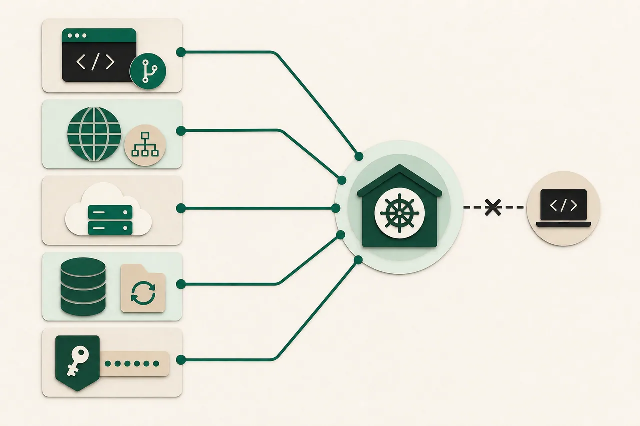 Five critical technical assets moving into a company-controlled hub while the absent developer is disconnected.