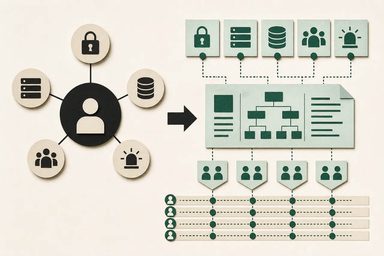 Technical knowledge moving from one overloaded person into documented owner-controlled systems and responsibilities.